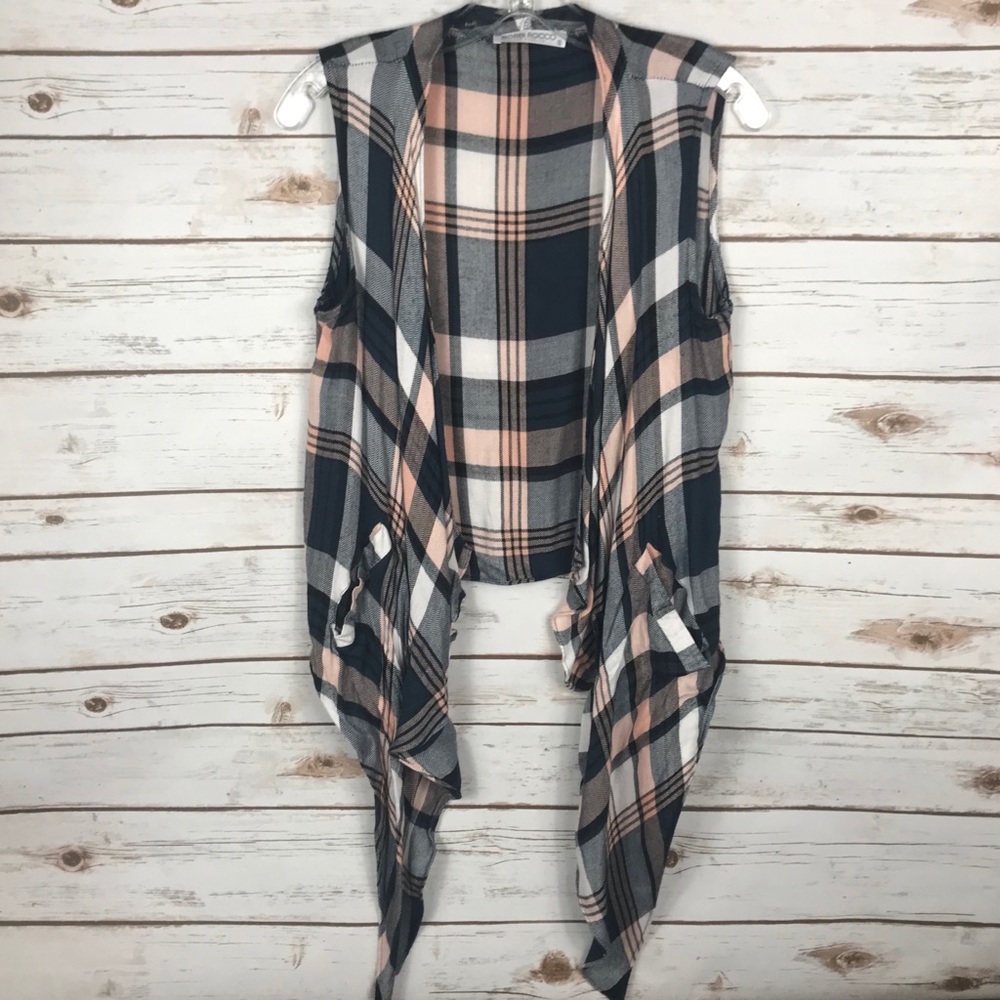 BOBBI ROCCO PLAID FRONT TIE UP TOP SIZE SMALL